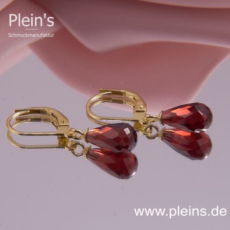 Ohrringe Granat Tropfen facettiert Gold